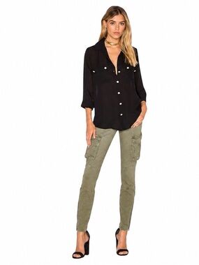 L’AGENCE Olive Cargo Moto Zip Pants Size 25 Utility Skinny
